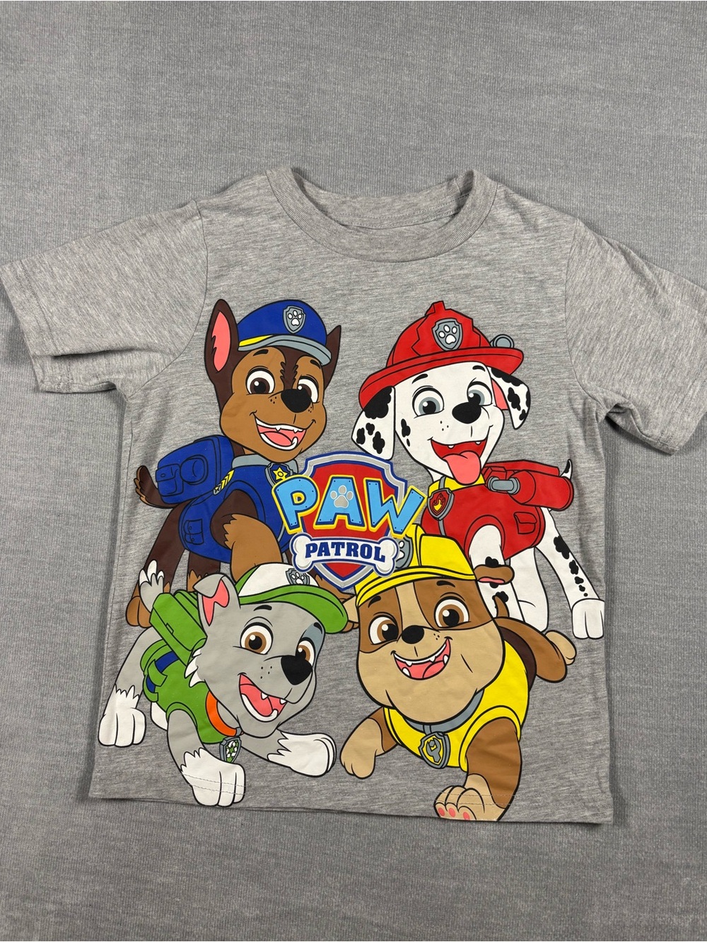 Nickelodeon Paw Patrol Graphic Tee - Gray‎ with Blue Red Yellow Green